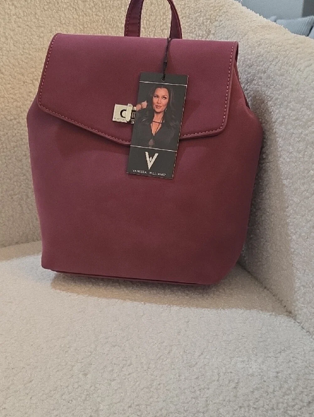 Elegant Mauve Mini Backpack with Turn-Lock Closure